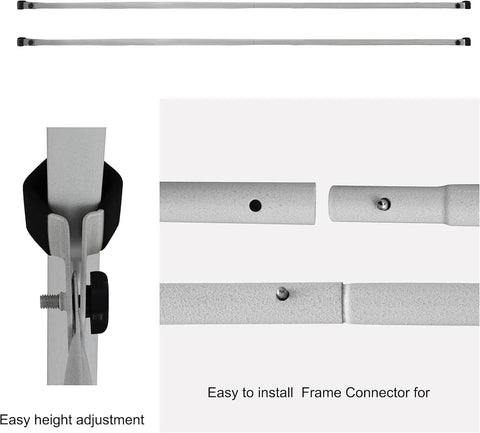 Close-up of 2 Pack Canopy Rail Bars For Pop Up Tents, 10ft Universal Half Wall Support Kit with connectors showcasing easy installation.