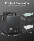 Solder Fume Extractor With Strong 200m3h Suction, H13 HEPA Filtration, dimensions and filter details shown