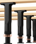 Level Up Your Bed Frame Game With Heavy Duty Adjustable Support Legs That Deliver Solid Slatted Reinforcement And No Sweat Installation For Any Platform Or Wood Base To Keep Your Sleep Setup Locked Down Tight, showcasing adjustable black legs under slats.