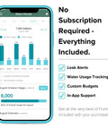 F2X Smart Home Water Monitor and Leak Detector with Real Time Usage Tracking Indoor and Outdoor Leak Alerts on phone screen