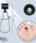 Close-up of 50 Piece Sinker Slide Kit With Duo Lock Clips And Hooked Sinker Line Connectors, showing size and detail.
