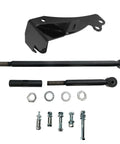 0-4 Inch Front Track Bar For Dodge Ram 1500 2500 3500 4WD With Relocation Bracket Adjustable Track Rod Heavy Duty Steel Powder Coated Improves Steering Control And Alignment For Lifted Rides. Black steel front track bar with relocation bracket, bushings, and hardware