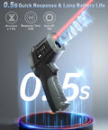 3 In 1 Infrared Thermometer Gun For Cooking, Grilling, Pizza Oven And Engine, Must Have Quick Minus 58F To 1112F Readings In 0.5s, Adjustable Emissivity, Pro Grade Digital Laser Temperature Gun, Includes Meat Probe And Carry Case., black infrared thermometer gun angled view with 0.5s response text