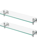 Glass Bathroom Shelf 20 Inch Rectangular With 8mm Tempered Glass And Rustproof Metal Bracket, wall mount set of two shelves