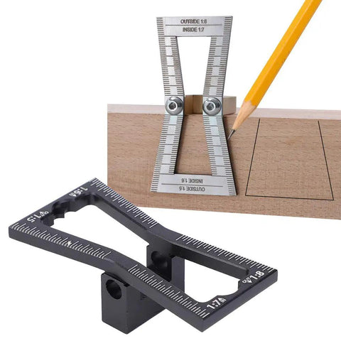 Premium Aluminum Dovetail Marker Jig Delivers Knockout Precision For Hardwood Softwood And Cork DIY wood joinery scribing gauge in use marking angles.