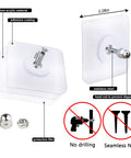 Heavy Duty Adhesive Hooks 2 In 1 No Drill Wall Mount Shelf Hangers Screw Free Sticker With Built In Bolt in white with dimensions