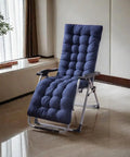 Comfy Patio Chaise Lounger Cushion With Thick Padding And Six Tie Straps For Lounge Chairs And Swing Benches Navy Blue