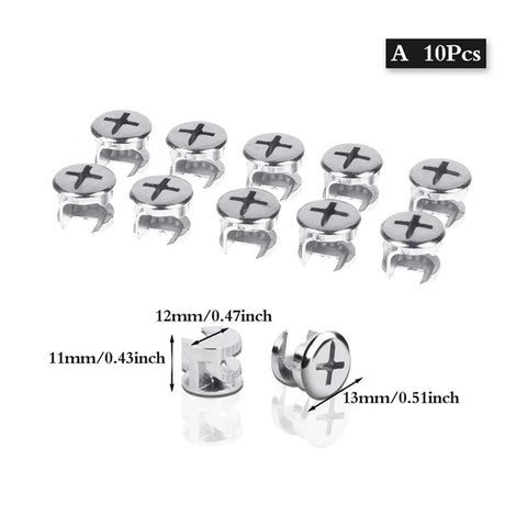 10 Piece Thickened Three In One Connector Eccentric Wheel Set For Furniture Hardware In Diameters 15mm 12mm And 10mm Zinc Alloy Durable Fittings