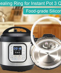 2-Pack Replacement Sealing Ring For 3 Quart Pot Mini shown with Instant Pot 3Qt, BPA-Free Food-Grade Gasket, durable kitchen accessory.