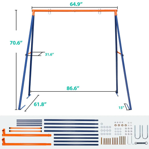 Heavy Duty A Frame Swing Stand With Ground Stakes For Saucer And Web Swings Extra Large Full Steel Frame 440 Lb Capacity diagram