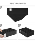 Assembly steps for 4 Pack T Shirt Drawer Organizers With Eight Grid Compartments For Closet Storage Keeps It Tidy Built From Durable Nonwoven Fabric With Sturdy PP Board Sides Washable Organizer For Folded Clothes Leggings Silk Scarves Black.