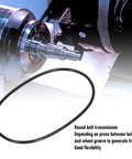 Round Rubber Motor Belts 5mm Diameter 5 Pack Transmission Drive Belts with industrial machine in background