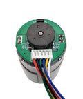 Top view of Super Sleek DC Geared Motor With Hall Encoder Runs On 12v Or 24v Power with wiring and green circuit board.