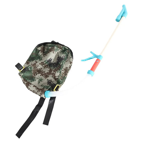 Backpack Style Fertilizer Spreader for Lawn and Garden Manual Handheld Broadcast Spreader Portable with camo bag and blue handle