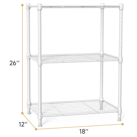 Industrial Grade Three Tier Wire Shelving Rack, Tough As Nails Carbon Steel Pantry Organizer Perfect For Kitchen Or Laundry Room, Holds Up To 450 Pounds, No Sweat Home Storage System In Bright White