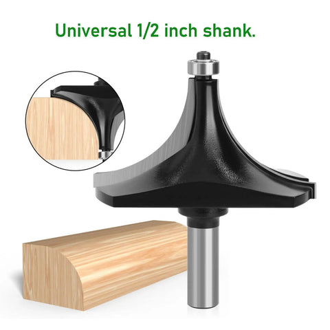 Cool Roundover Router Bit With Razor Sharp Tungsten Carbide Tips And Serious Anti Kickback Safety For Smooth Hardwood Cutting And Plywood Trimming Jobs, 1/2 inch shank.