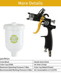 Pro Grade HVLP Gravity Feed Paint Spray Gun With 1.8 Mm Fluid Needle And 600Cc Cup, featuring a black gun and white cup.