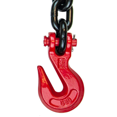 Alloy Tow Chain With Forged Long J Hook 3/8 Inch By 8 Foot Grade 80 Pro Series 7,100 Pound Safe Working Load Heavy Duty Tow Chain