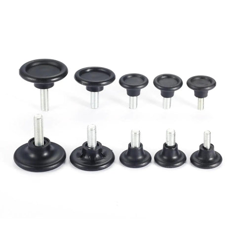Screw On Furniture Glide Leveling Foot Set Adjustable Desk And Table Leg Levelers M6 And M8 Thread Sizes 10 Pack Rust Resistant