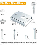 Kick The Wobble Out Of Your Closets With This Heavy Duty Bifold Door Repair Kit parts including brackets, pins, and wheels, detailed sizes included