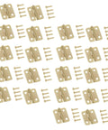 Small Decorative Iron Hinges With Screws For Jewelry Boxes And Dollhouse DIY Crafts 40pcs 270 Degree Miniature Hinges Yellow Finish Concealed Micro Size Cabinet Hardware Accessories SEWOART laid out with screws