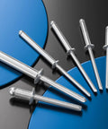 Pro Grade Aluminum Blind Rivets Kit With Aluminum Grip And Steel Mandrel Set 80 Piece Fasteners displayed on blue and black background