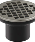 Round Shower Drain Grid With Screws And Brass Throat Tile-In Through-The-Floor Drain Assembly Removable Grid Plate Cast Iron Drain Body