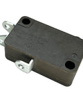 Heavy Duty Snap Action Switch Replacement For Honeywell V3-19M Microswitch Featuring Round Pin Plunger And Solder Terminals 15 Amps 125 VAC SPDT Pair showing side view with metal terminals.