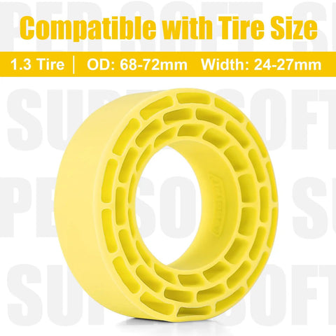 Silicone Rubber Inserts For 68-72mm RC Tires, 4 Pack Yellow Inner Cushions For 24-27mm Width, side view