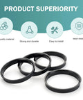 Four Pack Car Wheel Hub Center Rings 73.1 By 60.1 Reduction Adapter in black, showcasing high quality rubber and smooth design.