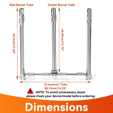 Flavorizer Bars And Grill Burner Replacement Kit For Weber Spirit II 300 Series Grills E310 E320 E330 S310 Tube Dimensions