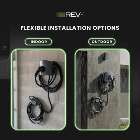 Dual Port Level 2 EV Charger 50 Amp 12 kW Quick Home Charge For Two Cars NEMA 14 50 240V Smart EV Charger indoor outdoor