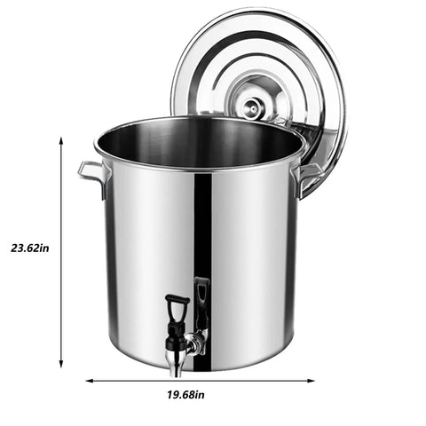 Giant 122 Quart Stainless Steel Stock Pot With Tap Lid For Big Batches Heavy Duty Induction Gas Electric Compatible Thickened Bottom