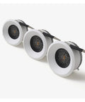 Three 7W/9W/12W/15W COB LED Downlights Dimmable Recessed Ceiling Lights with white finish and honeycomb design.