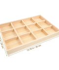 Solid Wood Jewelry Organizer Tray With Twelve Grid Compartments For Rings And Necklaces Vintage Decorative Vanity Holder displaying a light wood finish.
