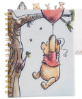 Winnie The Pooh Tab Journal Notebook With 96 Lined Pages, Spiral Bound 8x7 Inch White Vinyl Cover, Four Illustrated Dividers And Tabs