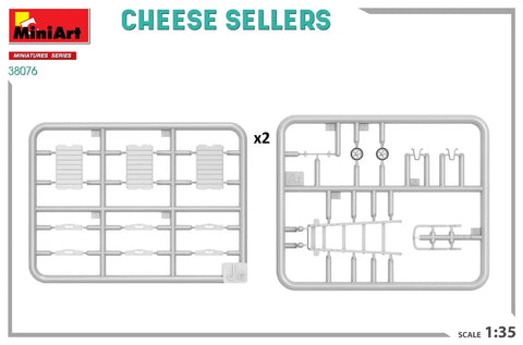 Cheese Sellers 1 35 Scale Model Kit Unpainted And Unassembled For Dioramas And Collectors 14 Plus sprues displayed