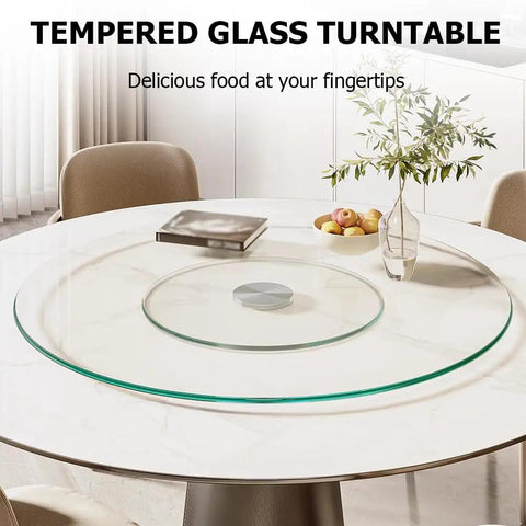 Dope Large Glass Turntable For Dining Tables, 360 Degree Rotating Lazy Susan Tray, Clear Round Glass Top 180 Cm