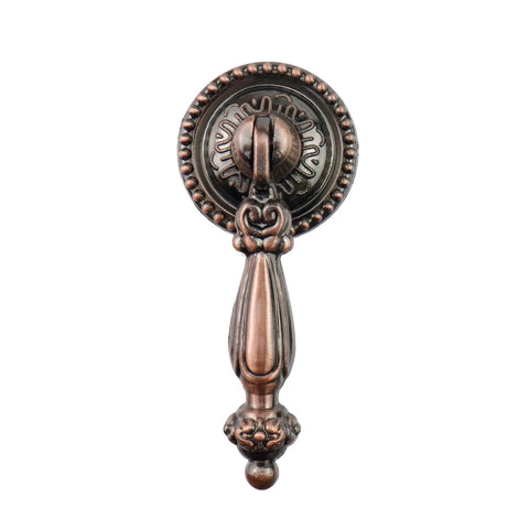 Front view of 4Pcs Vintage Tear Drop Cabinet Pulls With Screws, Red Bronze Zinc Alloy Handles For Dresser, 2.6 Inch Drop Knob Set.