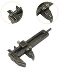 EDC Ready Compact Pocket Vernier Caliper with smooth sliding and zinc alloy body for precise measurements of small parts and jewelry.