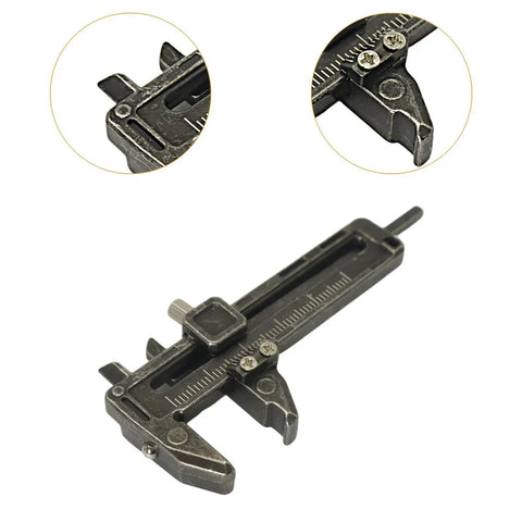 EDC Ready Compact Pocket Vernier Caliper with smooth sliding and zinc alloy body for precise measurements of small parts and jewelry.