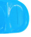 Close-up of the Blue Snow Sled For Kids And Adults, showing non slip seating area, made of flexible PP plastic.