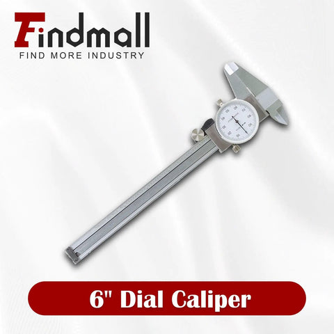 6 Inch Dial Caliper With 0.001 Inch Precision, Stainless Steel Measuring Tool For SAE Inches shown with dial display and knurled roller