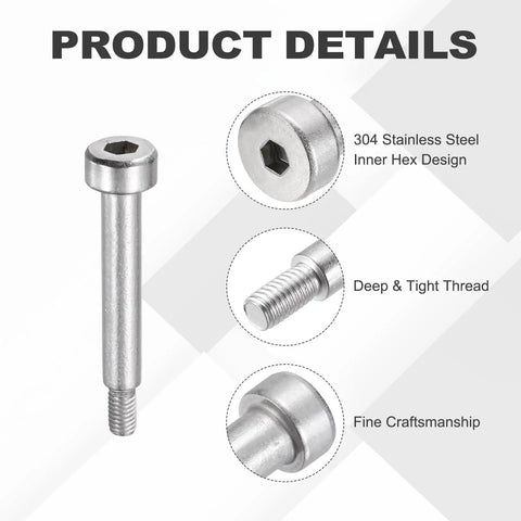 16 Pack 304 Stainless Steel Built To Last Shoulder Bolts With 4mm Shoulder Diameter And 16mm Length M3x0.5 Thread Hex Socket