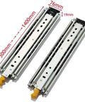 Heavy Hauler Extension Drawer Slides With Glides Like Butter Rail Track And Security Lock Quiet Ball Bearing Mechanism For Kitchen Cabinets, showing 300mm and 1400mm sizes.