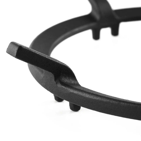 Close-up of Heavy Duty Cast Iron Wok Ring 7 Inch Wok Support Ring For Gas Stoves showing sturdy matte enamel finish and durable prongs.