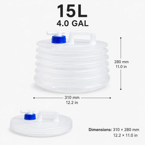 Collapsible Water Container With Spigot For Camping And Road Trips, Large Capacity Portable Folding Jug in 4.0 Gal size