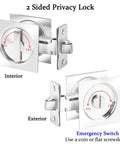 Privacy Pocket Door Lock With Pull In Stainless Steel 304 - Heavy Duty Pocket Door Knob With Flush Handles, shown interior and exterior sides