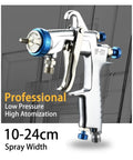 Heavy Duty Pneumatic Paint Sprayer With 400Cc Metal And Plastic Cups For Cars And Trucks Includes 1.3Mm And 1.8Mm Nozzles showing chrome spray gun with low pressure features.