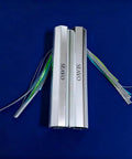 Two Pack Reflective Spearfishing Throw Flashers With Dual Tails For Trolling And Deep Drop Lure Set on blue background